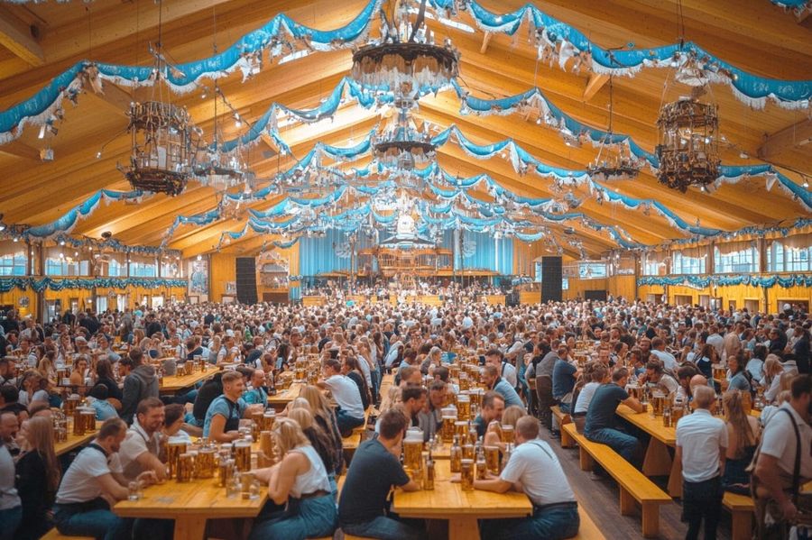 Sfeer in de feesttent op Oktoberfest Nijmegen